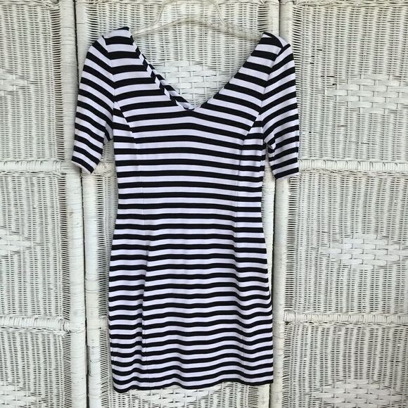 Banana Republic Bodycon Knit Striped Nautical Zip Dress 6 - Picture 3 of 11